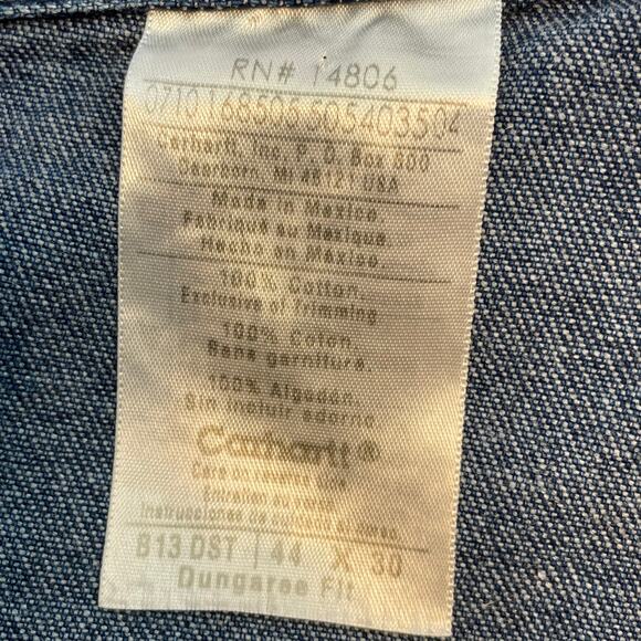 Carhartt Dungaree Fit Blue Jeans Denim Pants size 44x30 - Picture 8 of 8